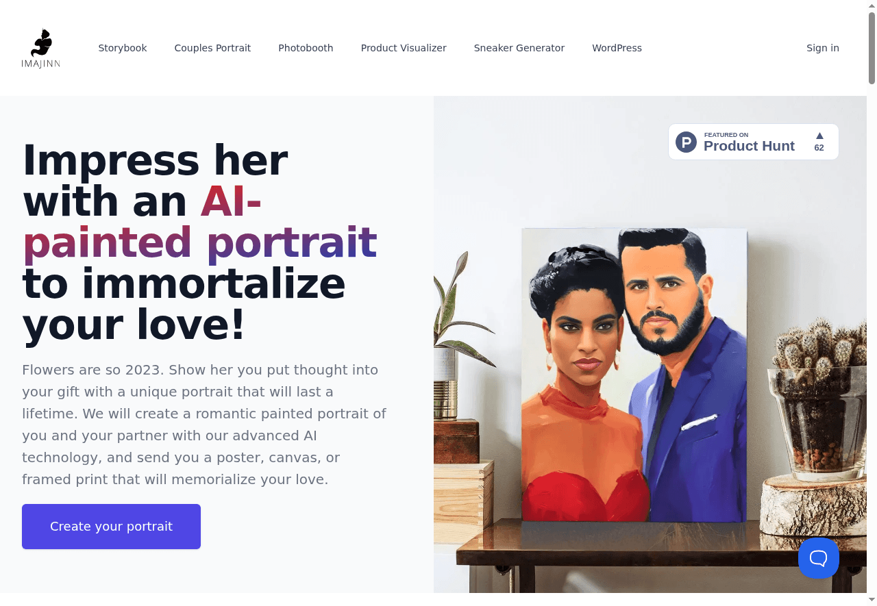 AI Couple Portrait Canvas by Imajinn AI