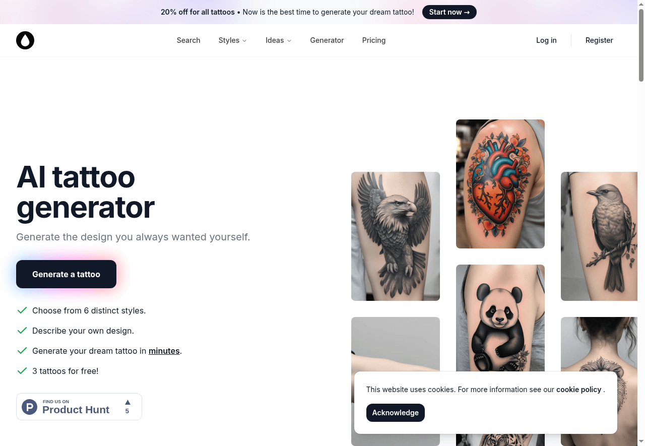 AI Tattoo Generator App