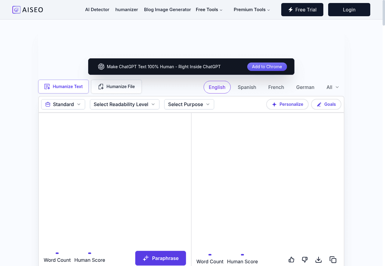 AISEO Free Paraphrasing Tool