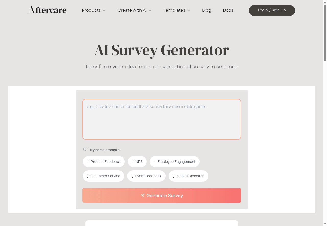 Aftercare AI Survey Generator