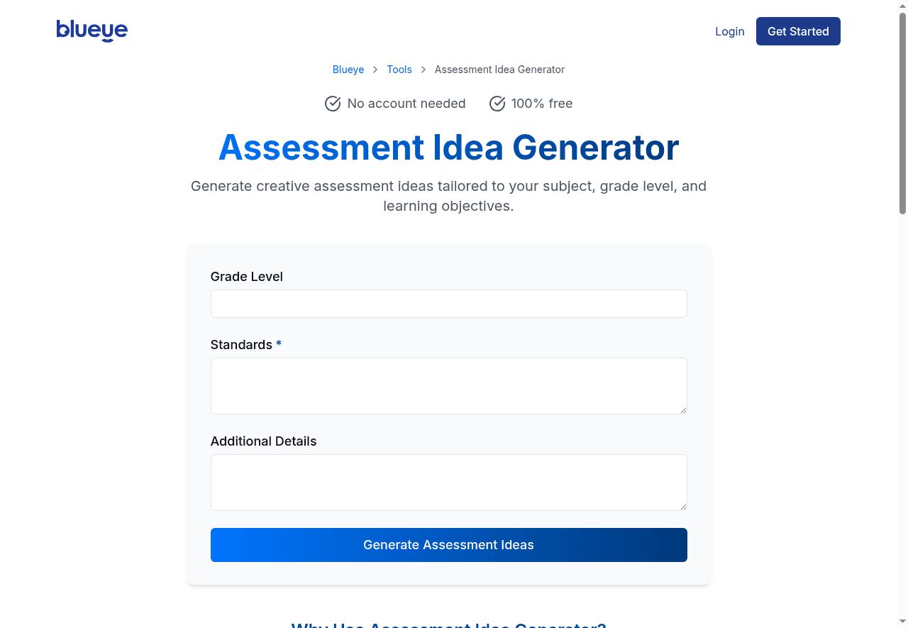 Assessment Idea Generator from Blueye
