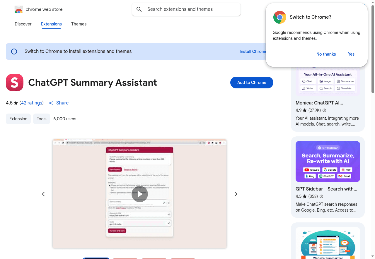 ChatGPT Summary Assistant