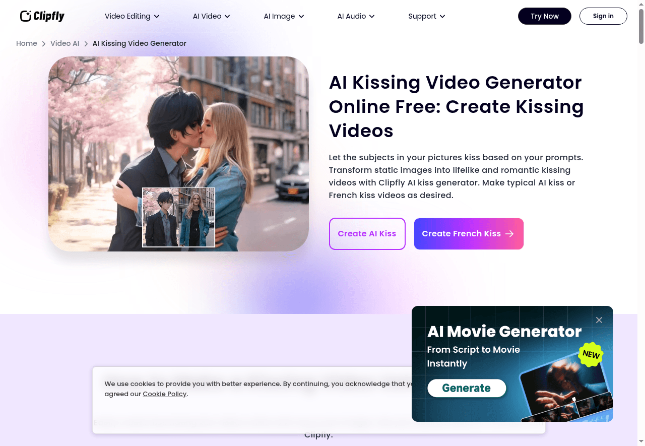 Clipfly AI Kissing Video Generator