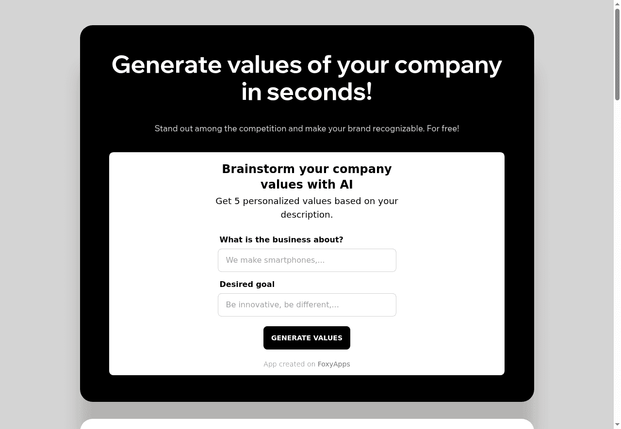 Company Values Generator