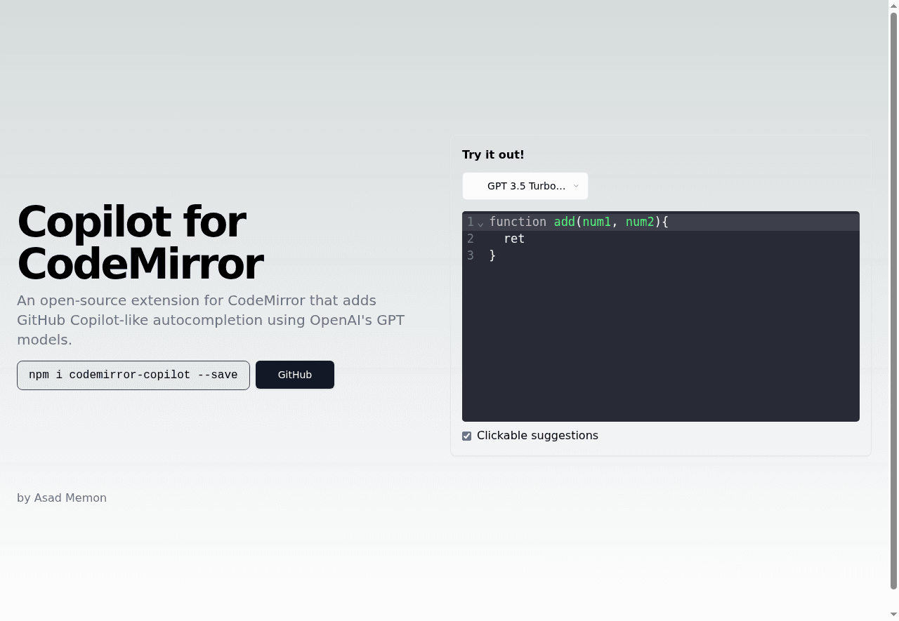 Copilot for CodeMirror