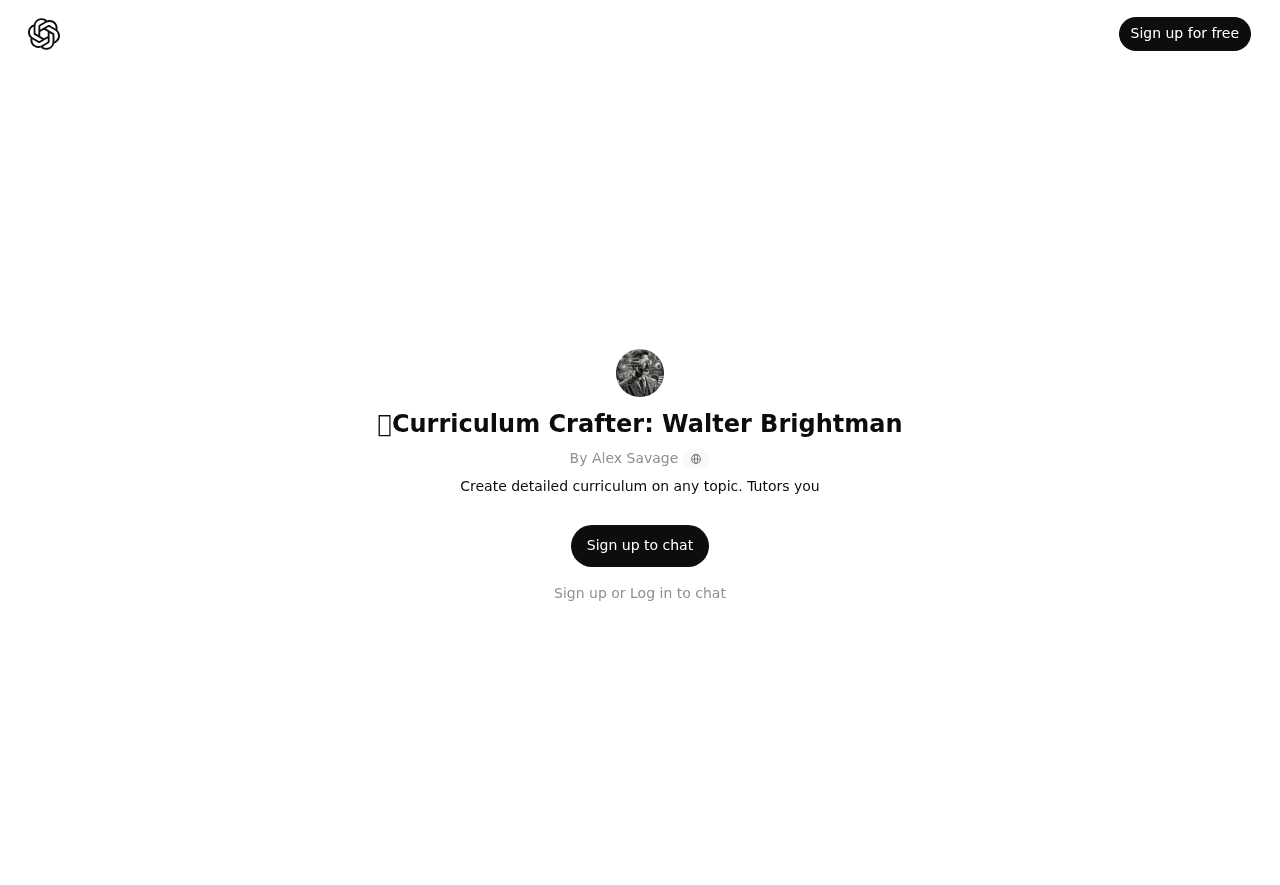 Curriculum Crafter: Walter Brightman