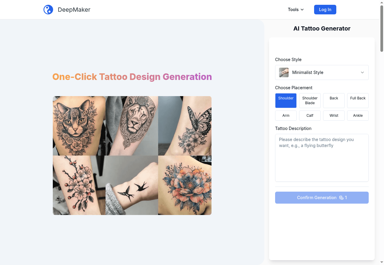 DeepMaker AI Tattoo Generator