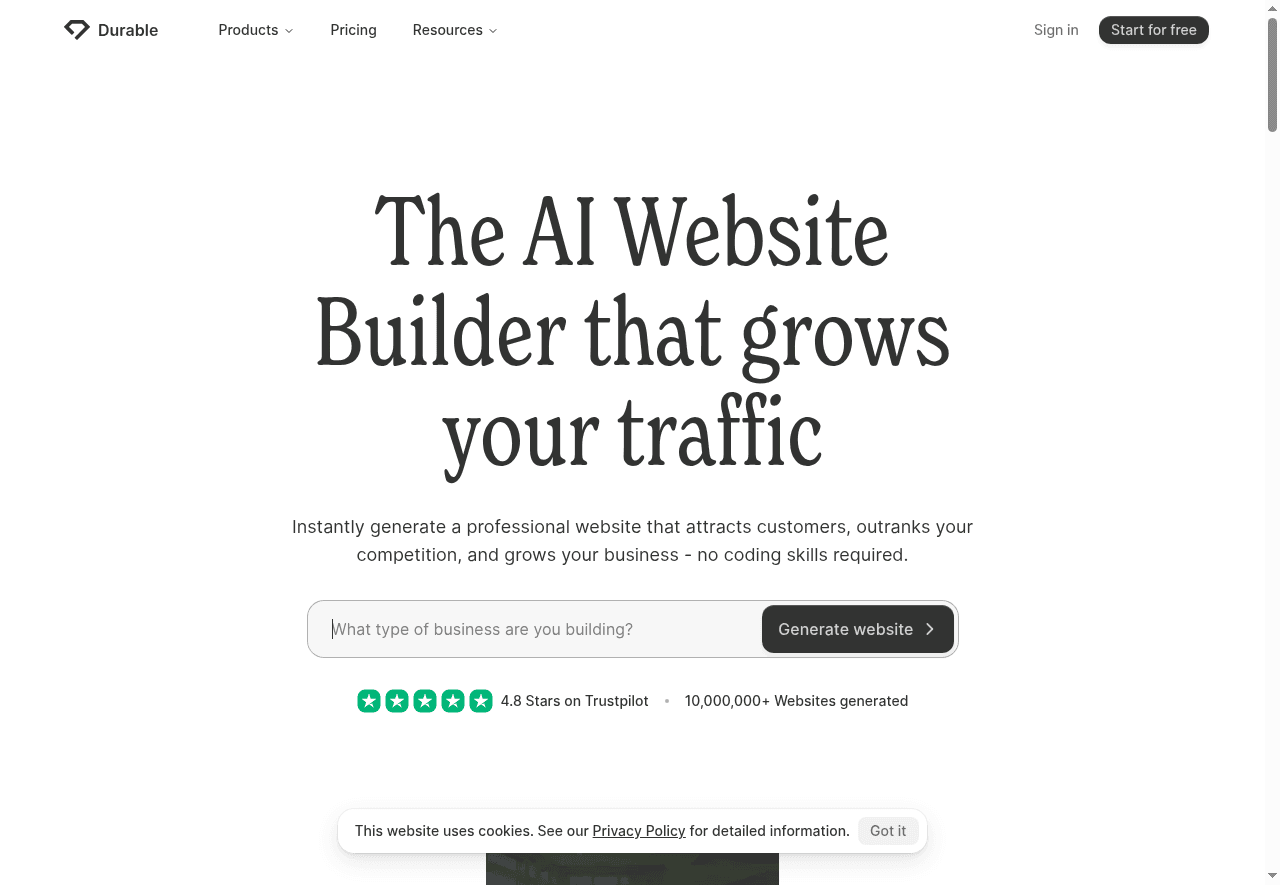 Durable AI Website Builder