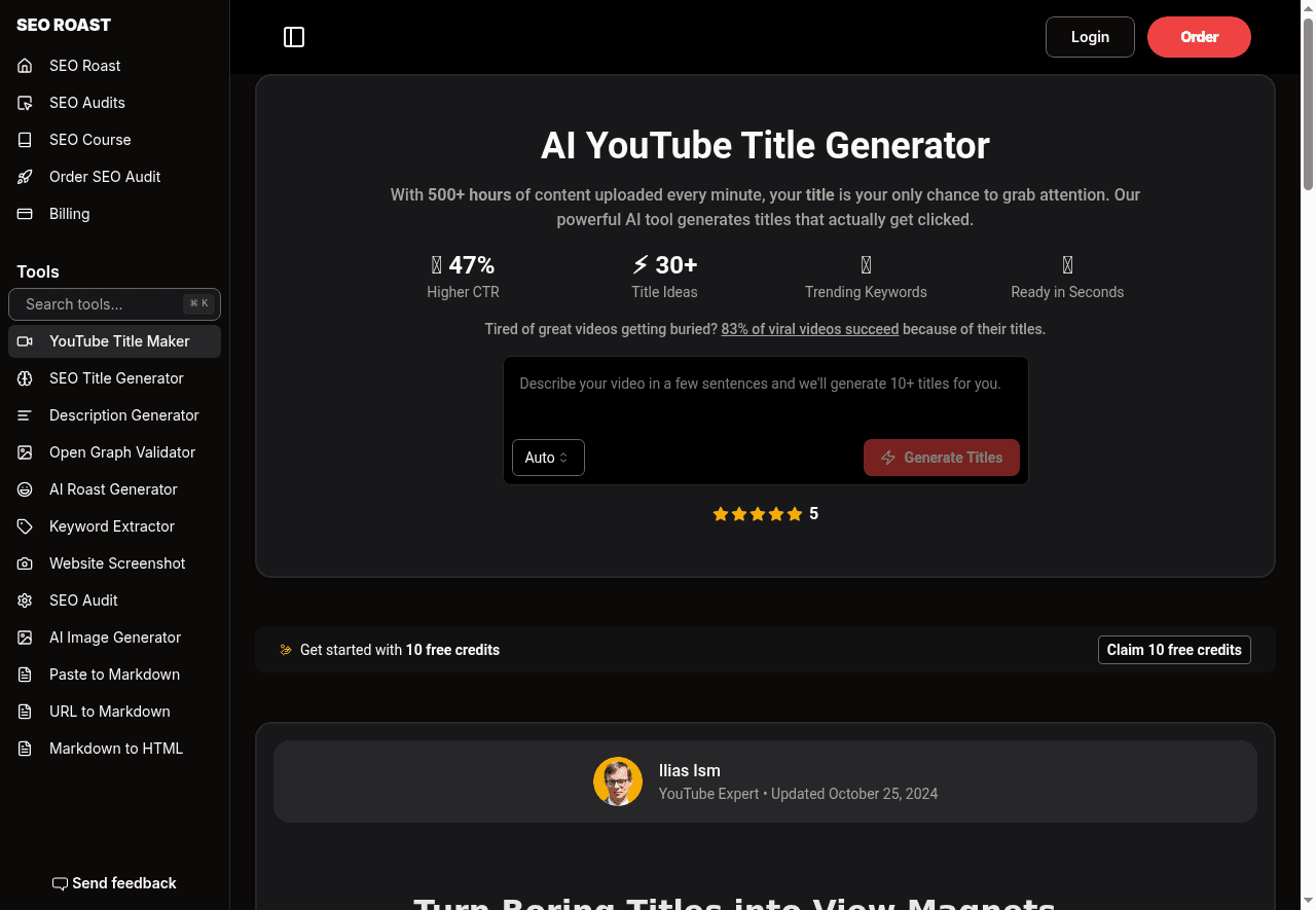 FREE AI YouTube Title Generator