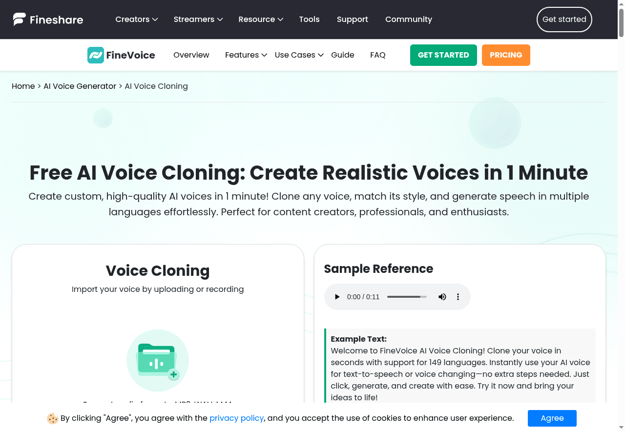 FineVoice AI Voice Cloning