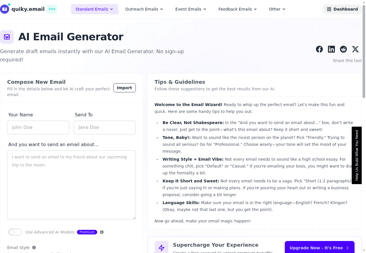 Free AI Email Generator