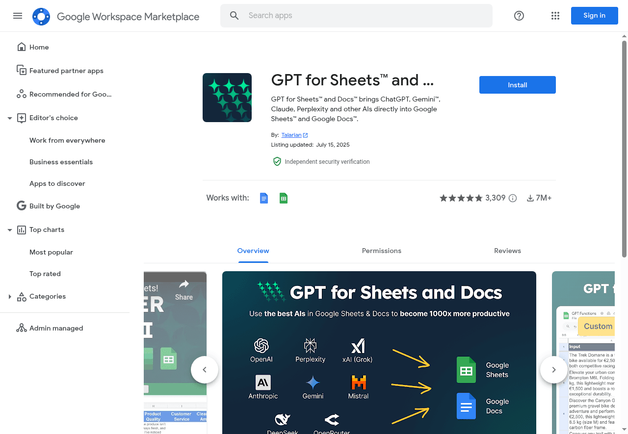 GPT for Sheets and Docs