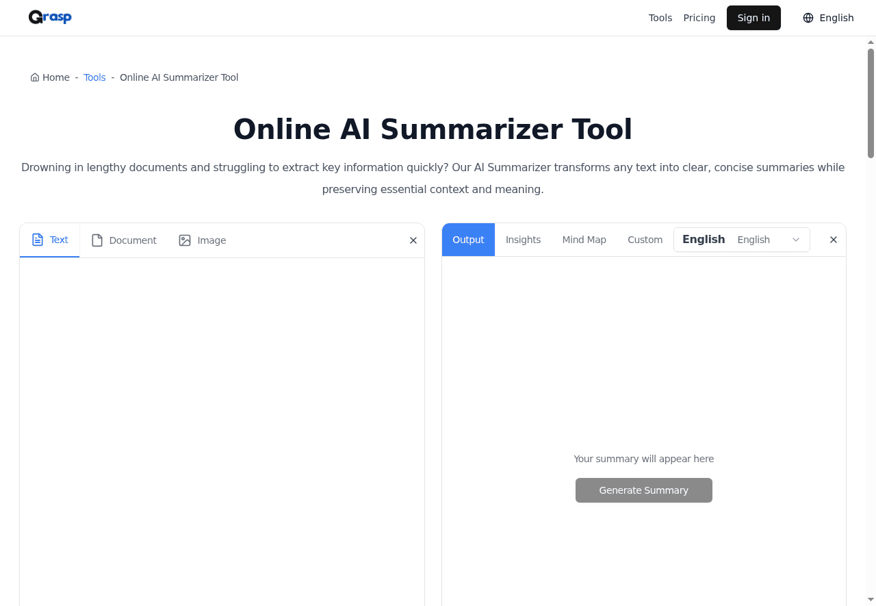 Grasp AI Summarizer Tool