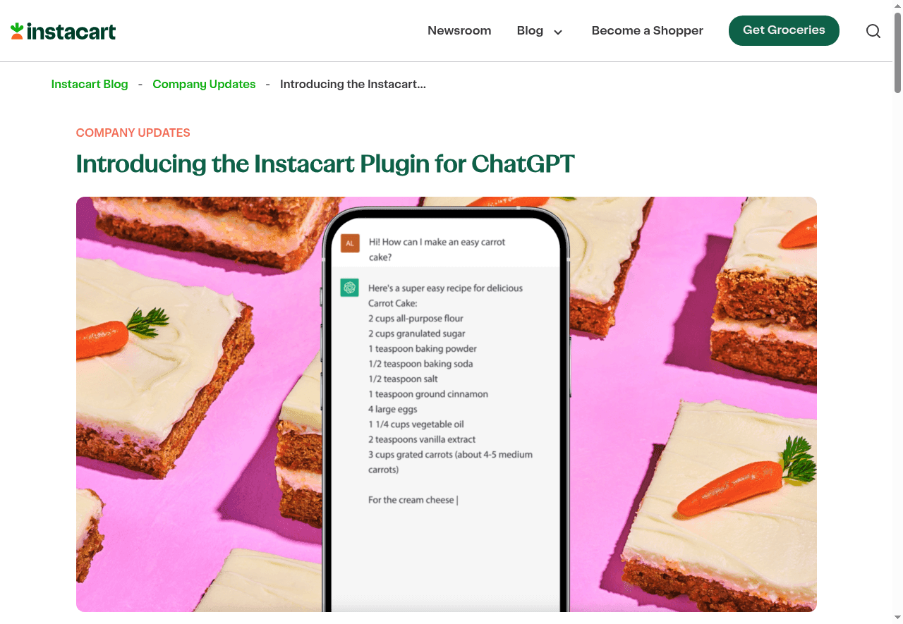 Instacart ChatGPT plugin