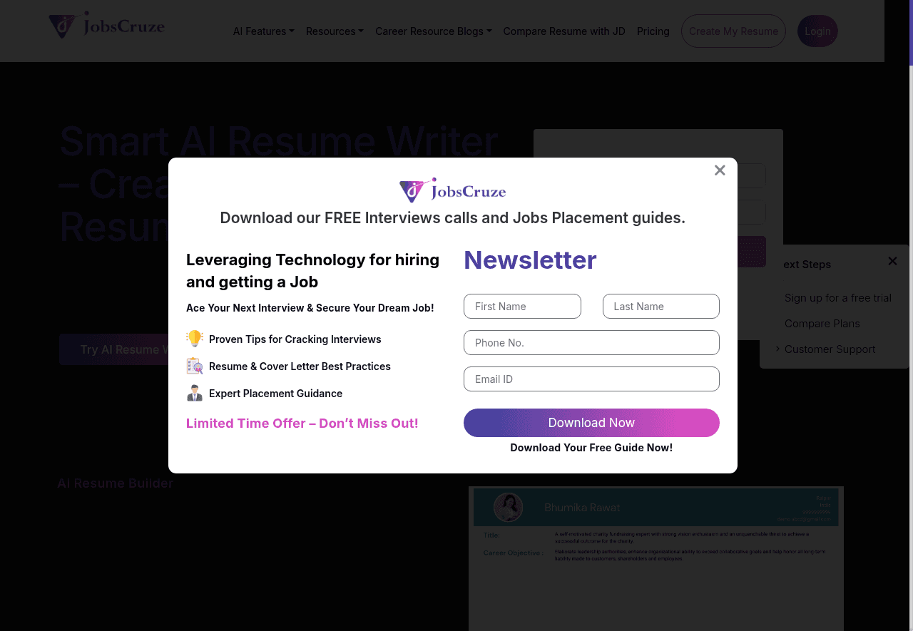 Jobscruze AI Resume Writer