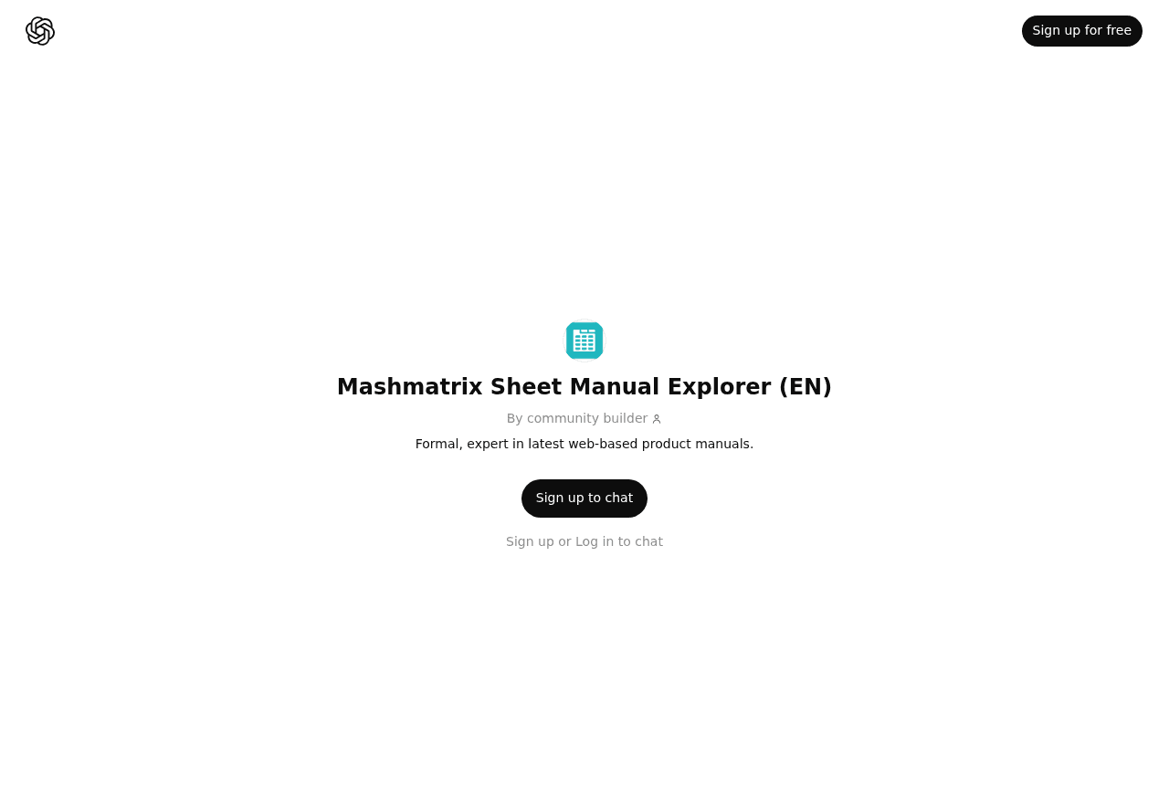 Mashmatrix Sheet Manual Explorer