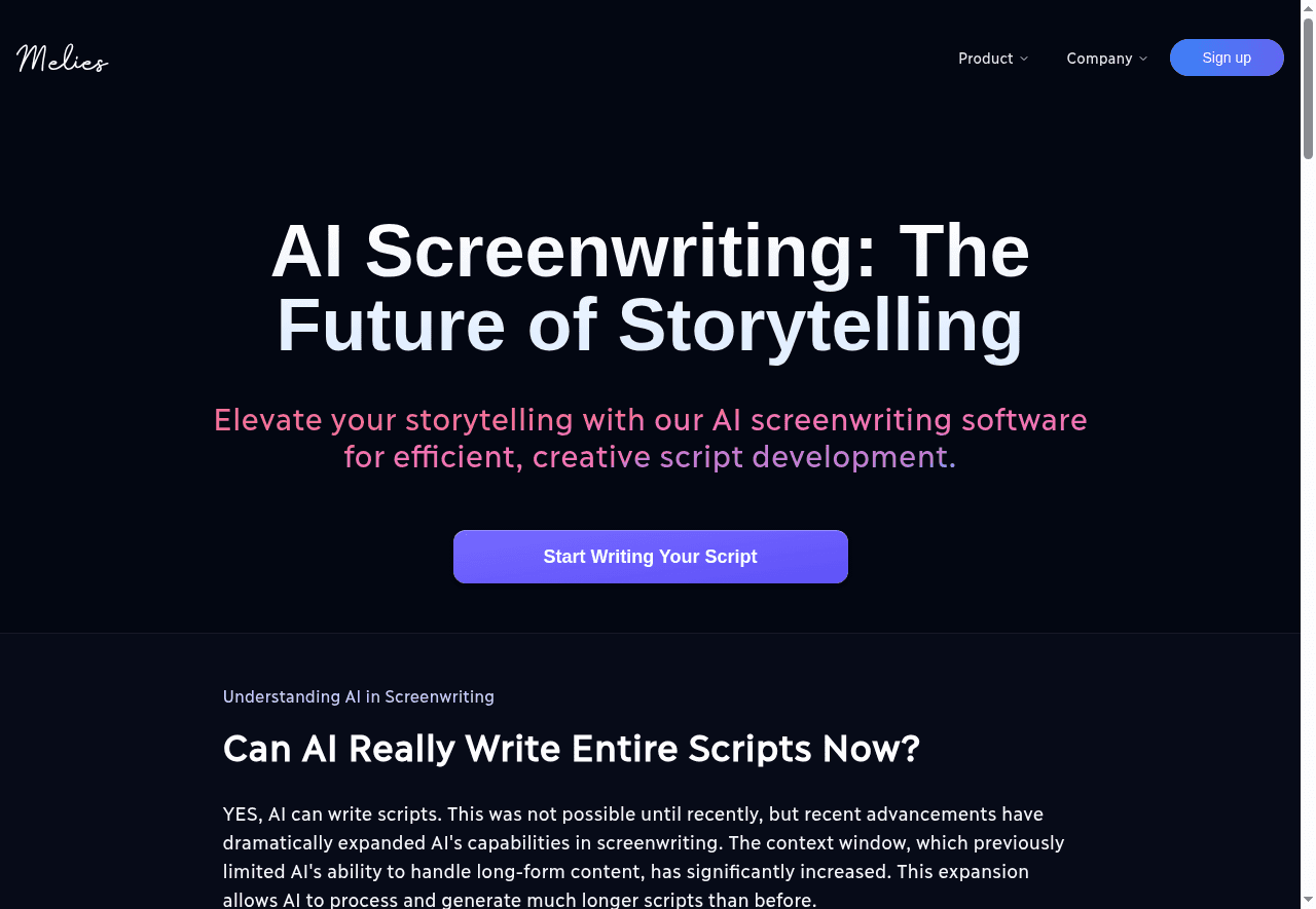 Melies AI Screenwriting Software