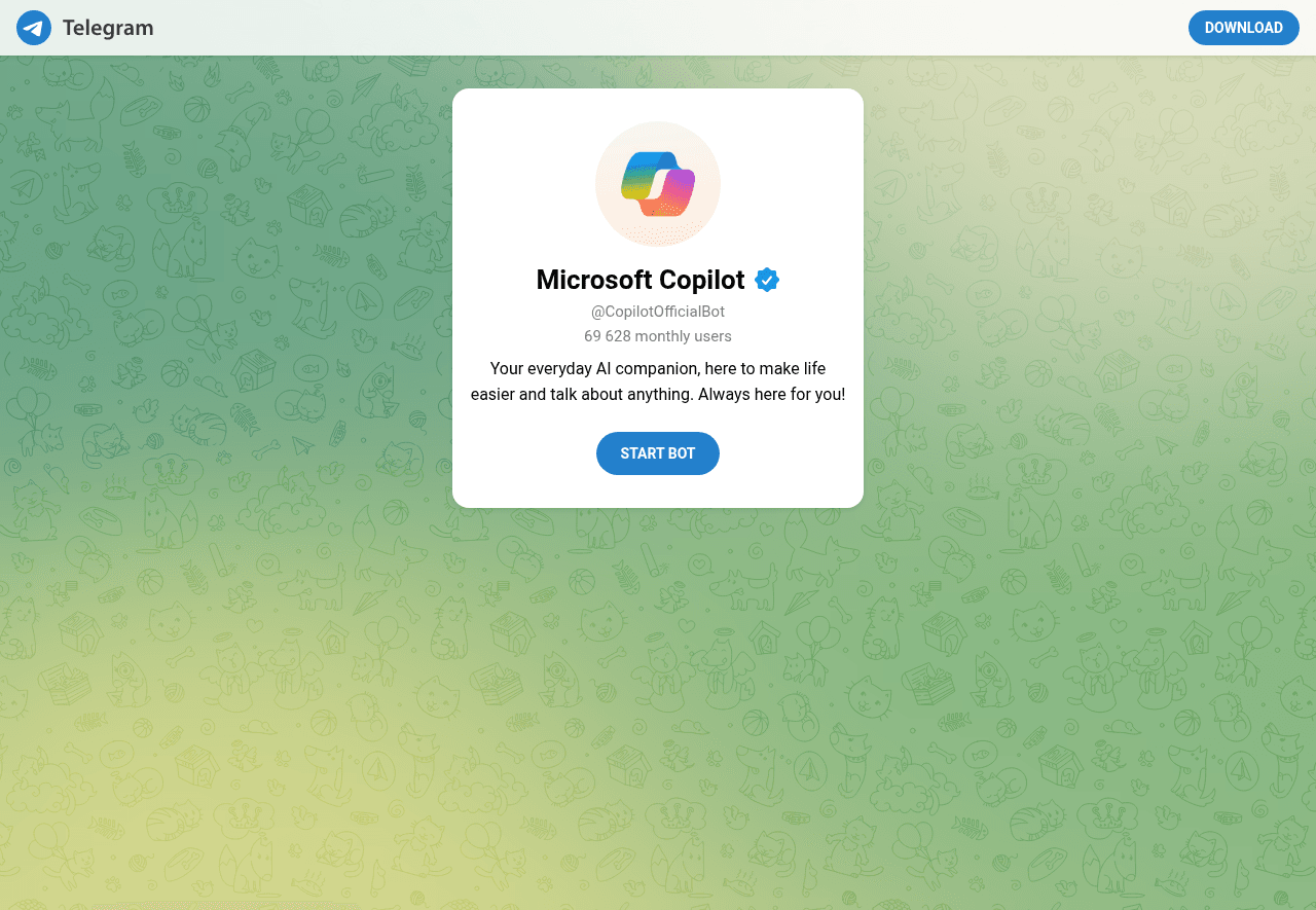 Microsoft Copilot on Telegram