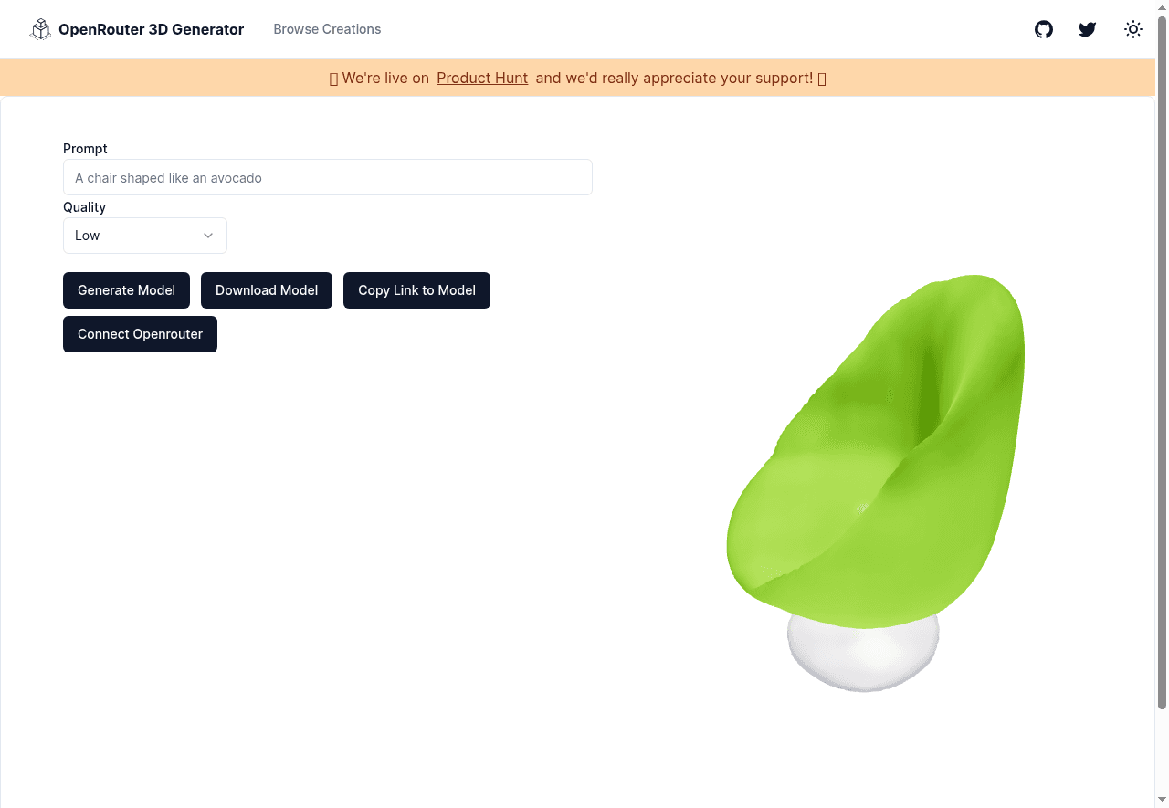 OpenRouter 3D Generator