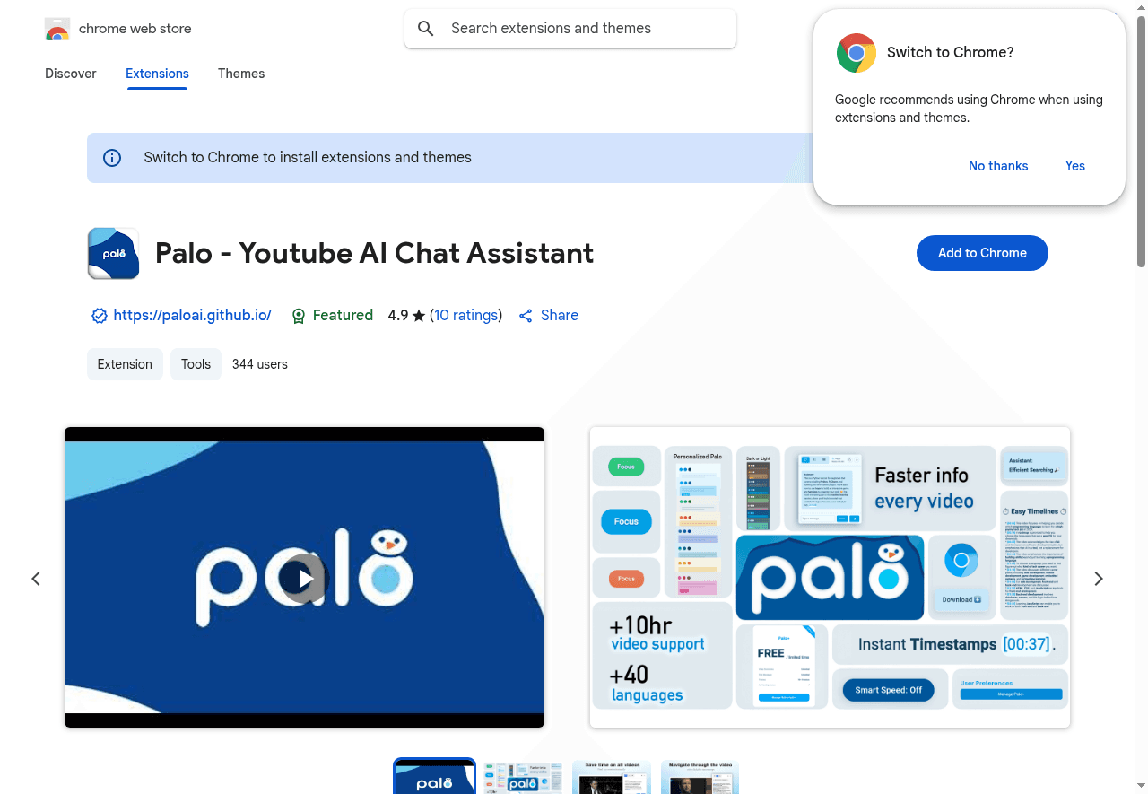Palo - Youtube AI Chat Assistant