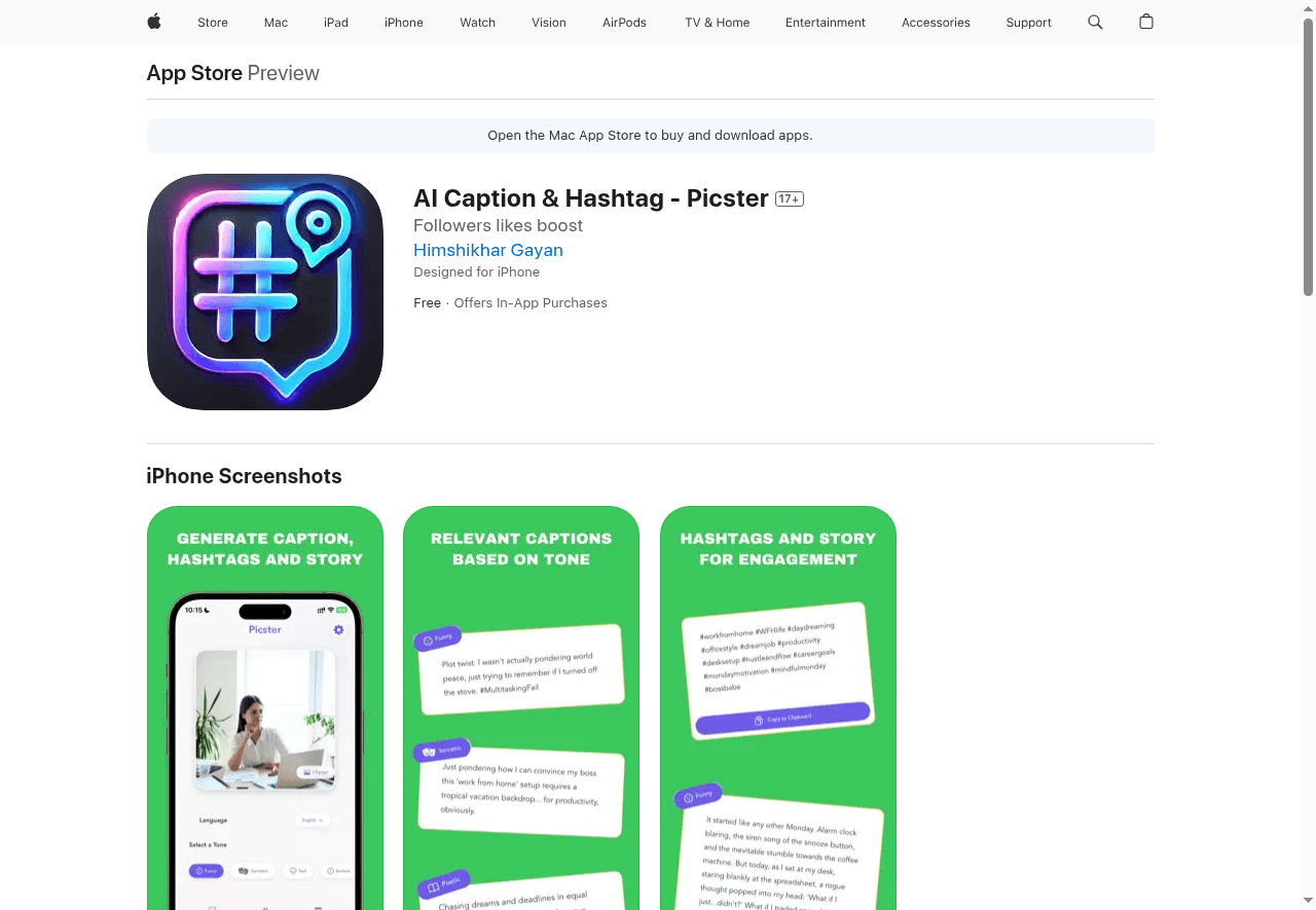 Picster - Caption and Hashtag