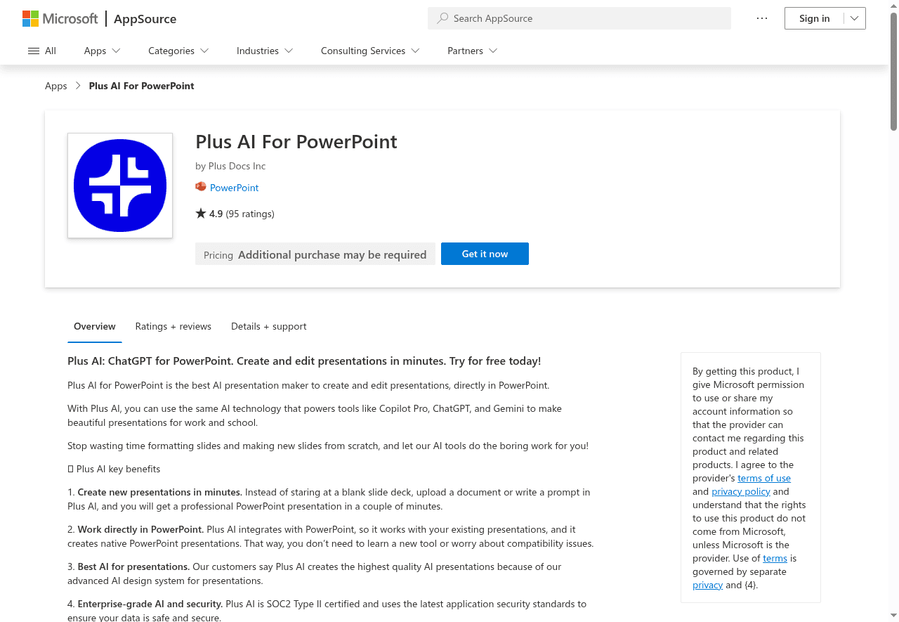 Plus AI for PowerPoint
