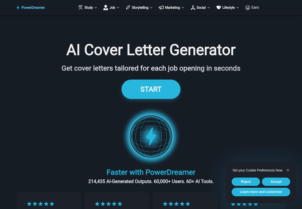 PowerDreamer AI Cover Letter Generator