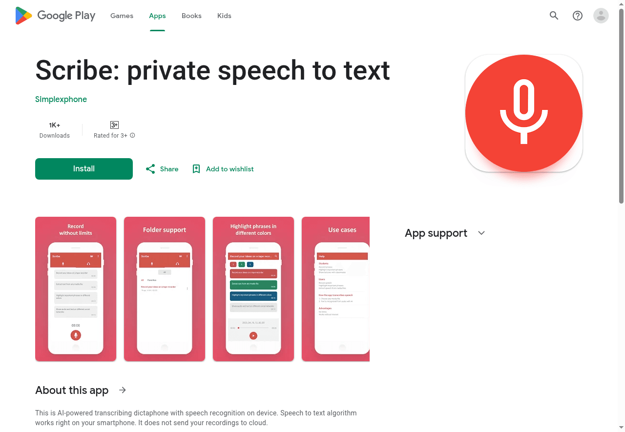 Scribe speech to text