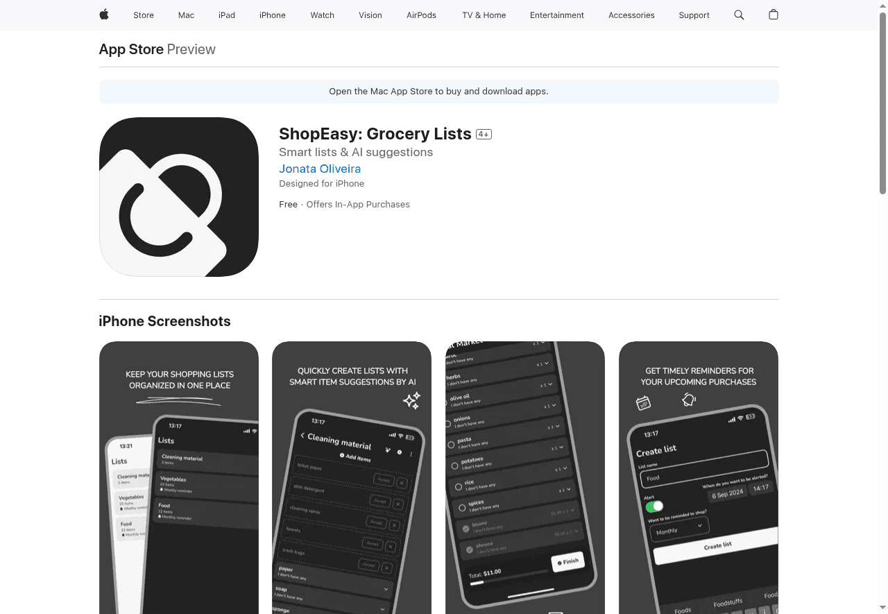 ShopEasy: Grocery Lists