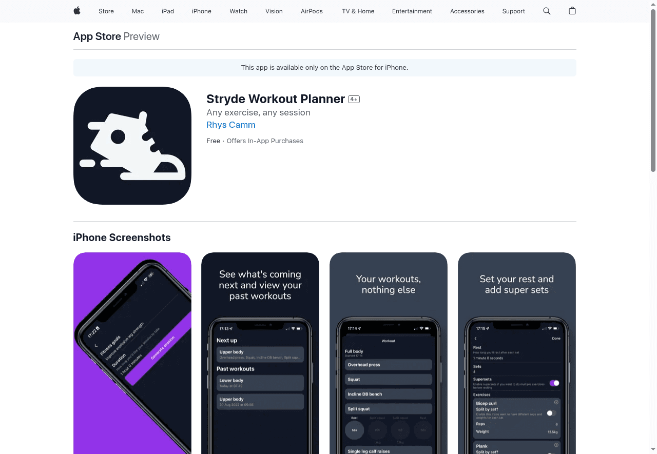 Stryde Workout Planner