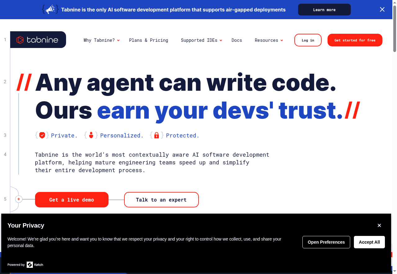 Tabnine AI code assistant