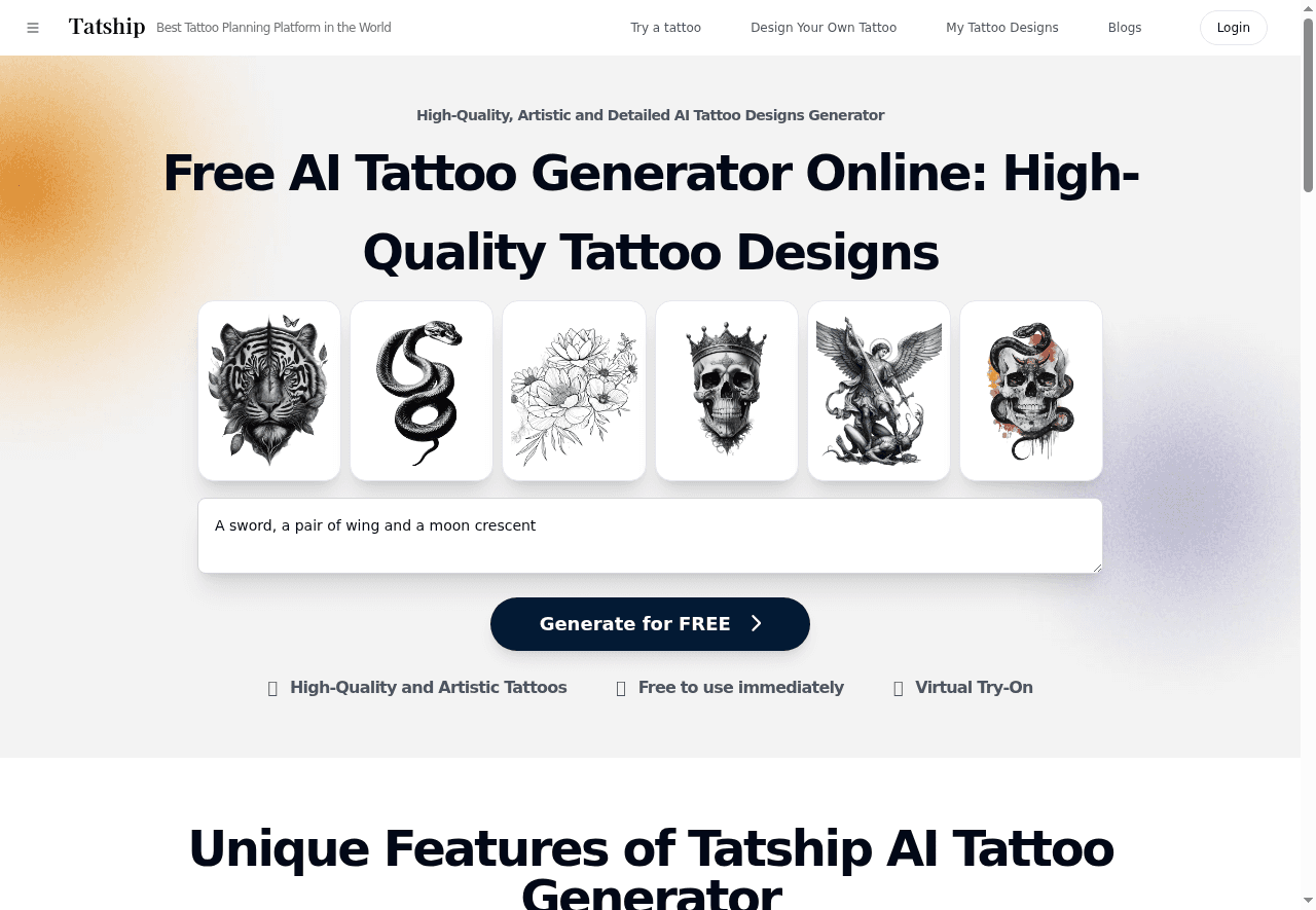 Tatship AI Tattoo Generator