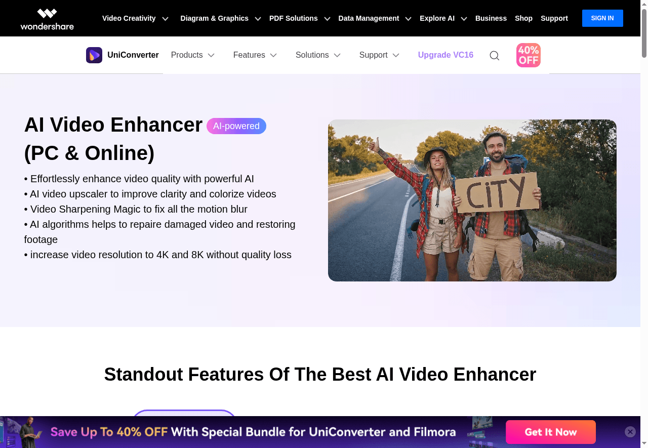 Uniconverter AI Video Enhancer