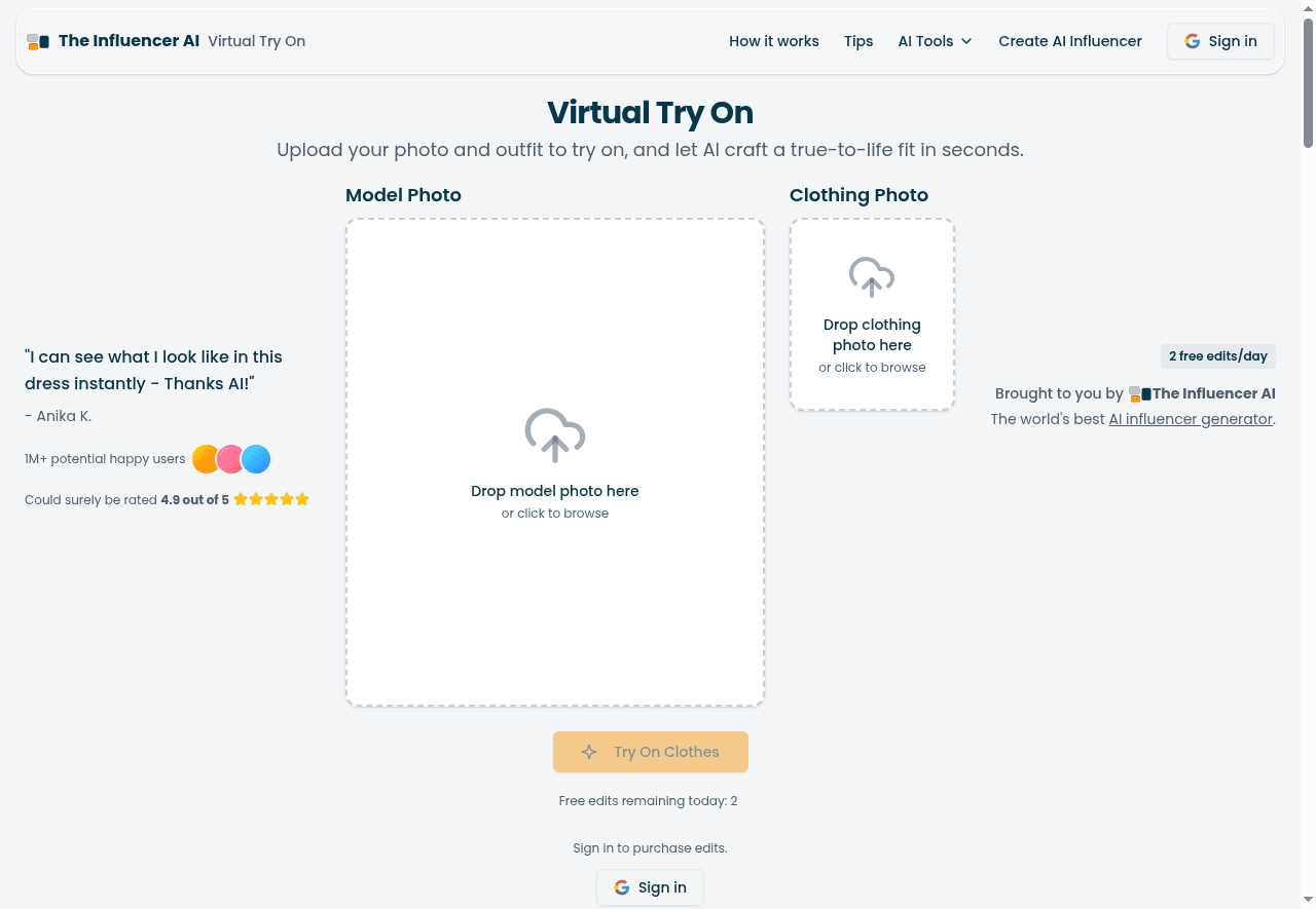Virtual Try On by The Influencer AI