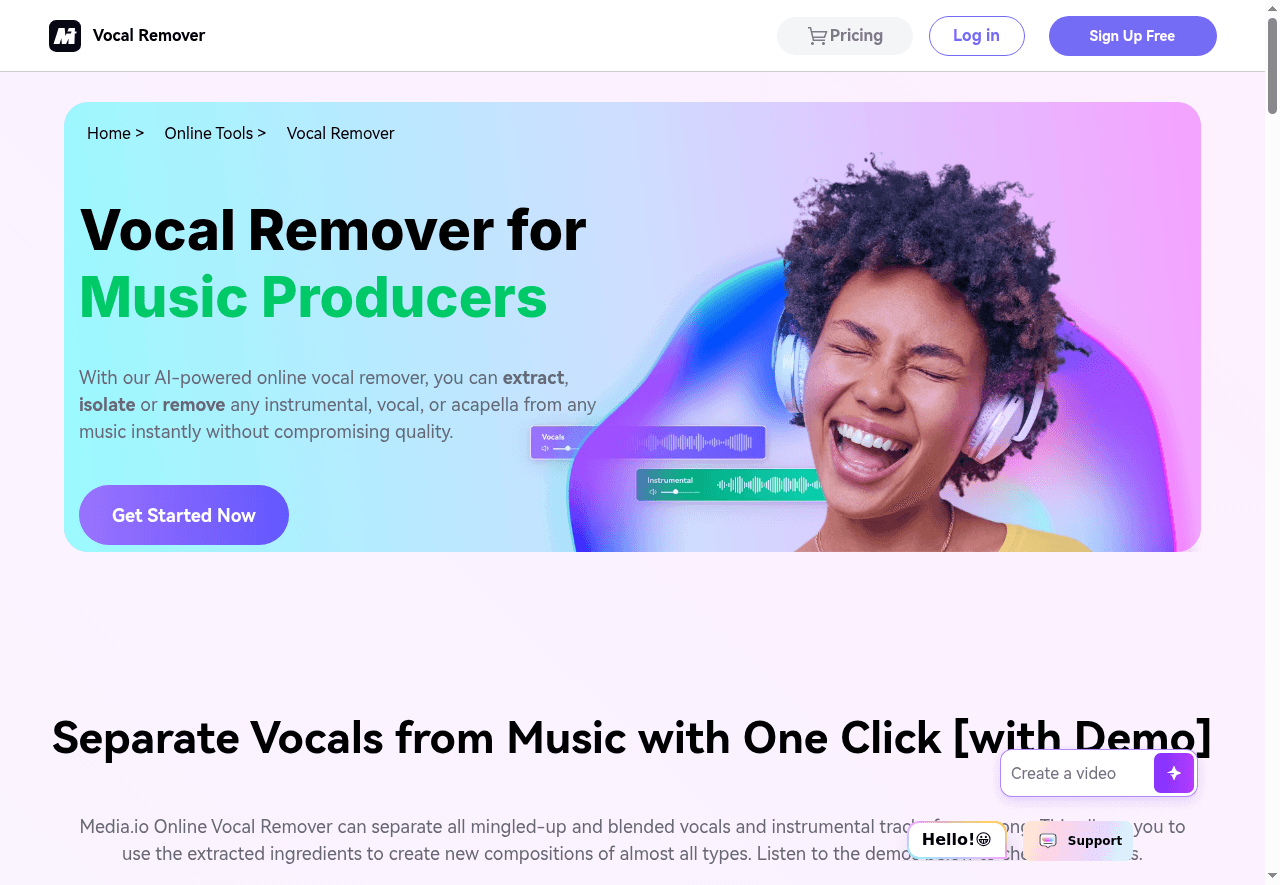 Vocal Remover by Media.io