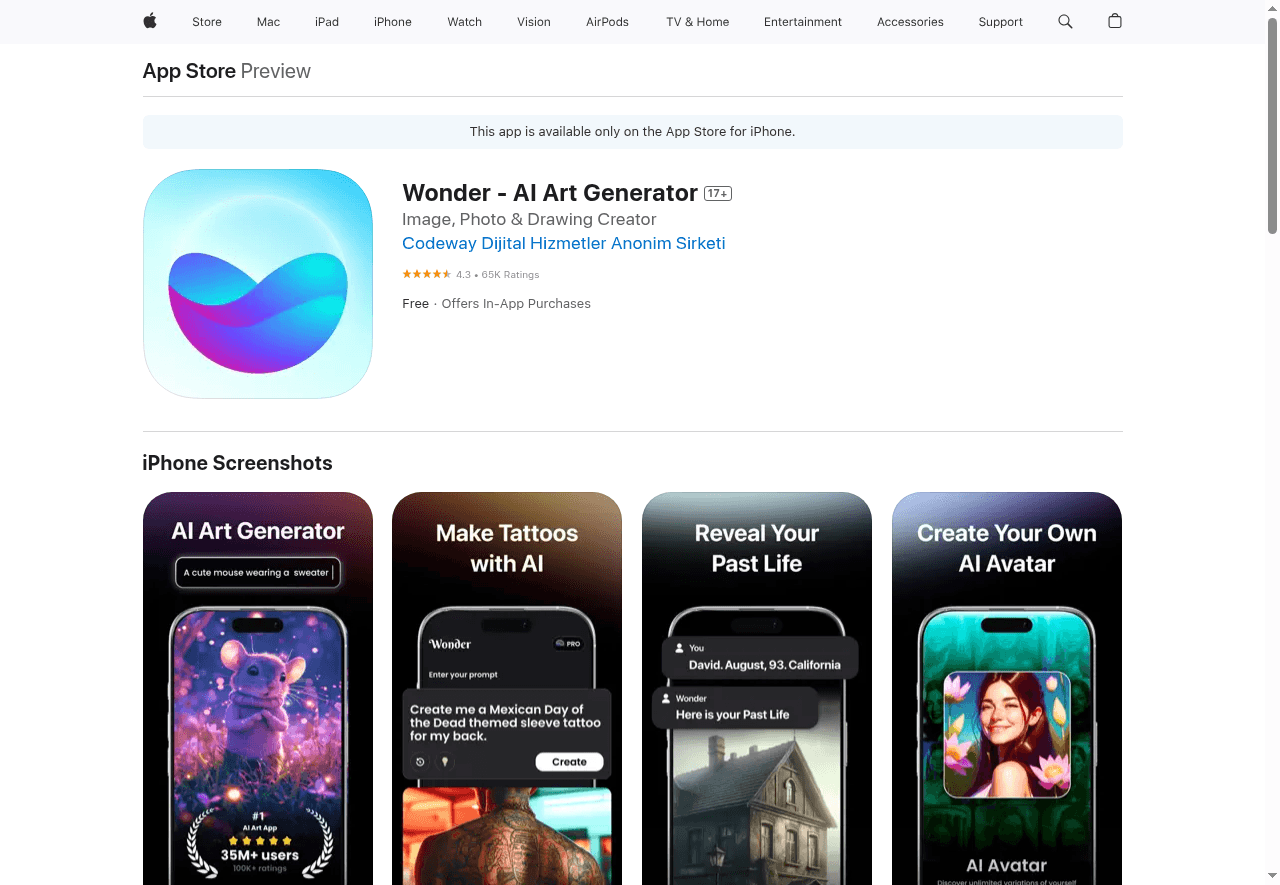 Wonder - AI Art Generator