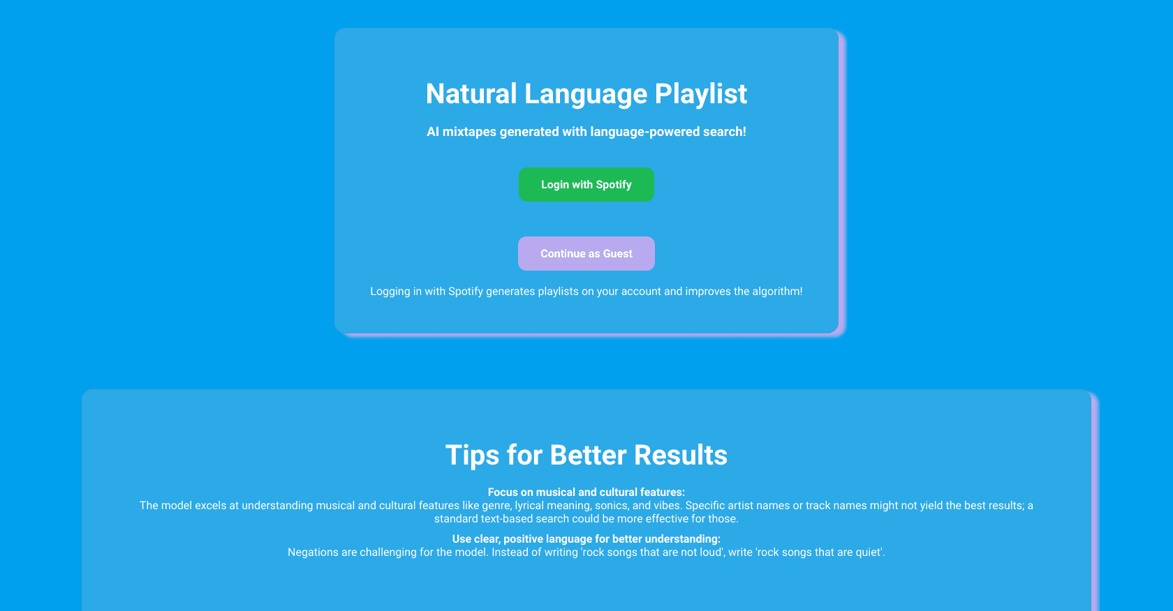 Natural Language Playlist