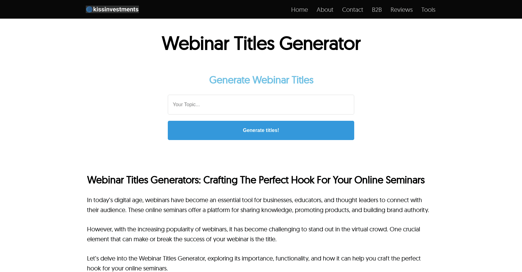 Webinar Titles Generator