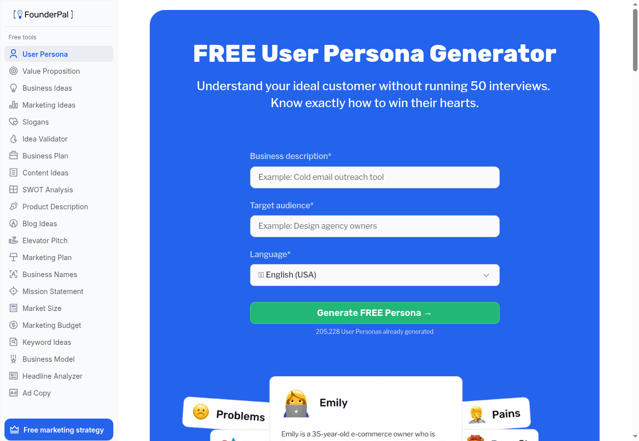 FounderPal Persona Generator
