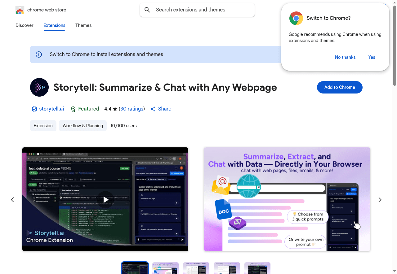 Storytell: Summarize & Chat with Any Webpage