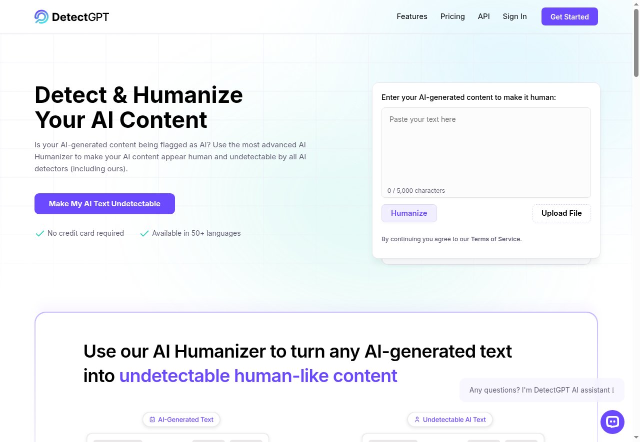 DetectGPT - AI Humanizer — Text & Writing | AIMarketwave