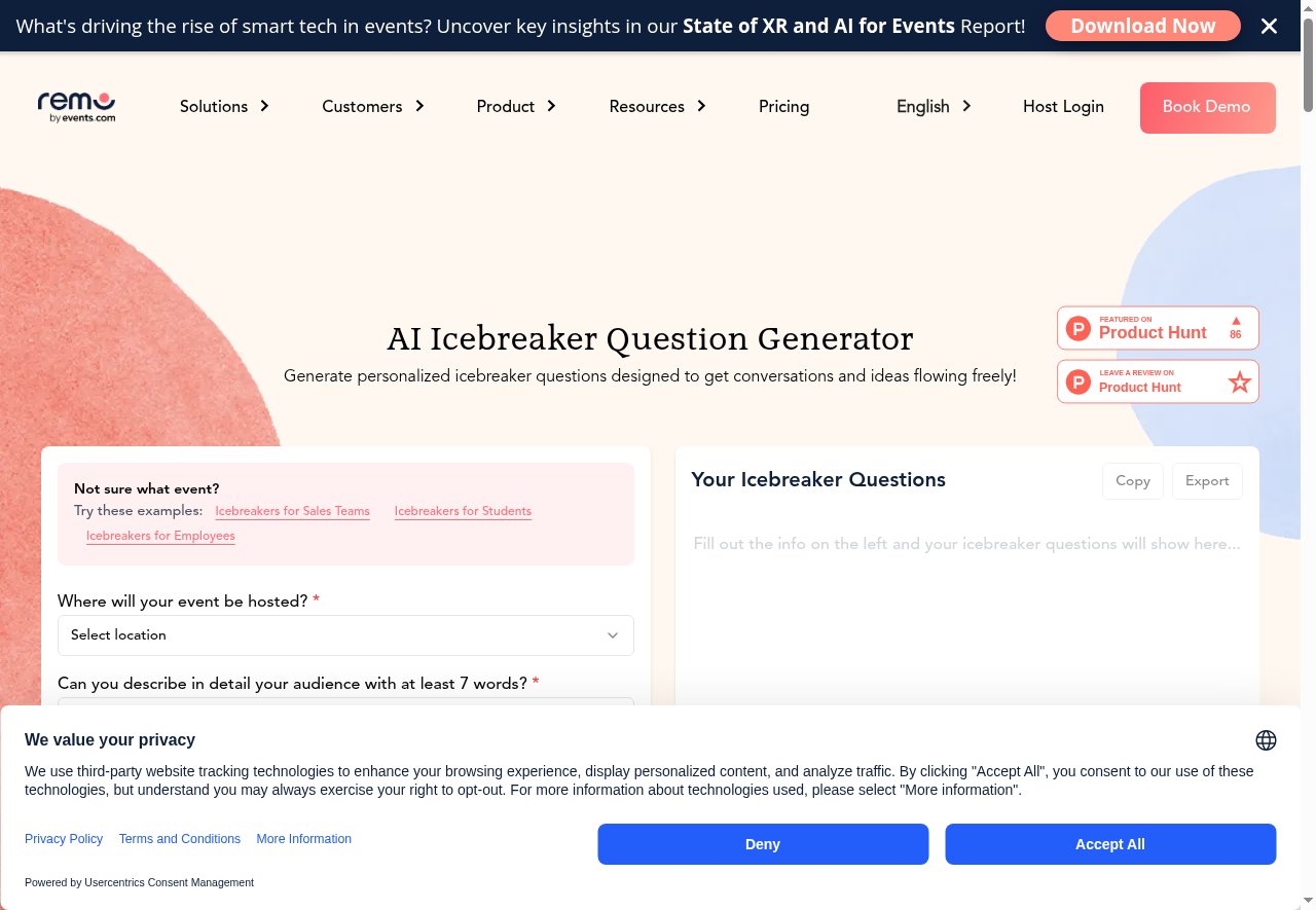 Icebreaker Question Generator — Negocio | AIMarketwave