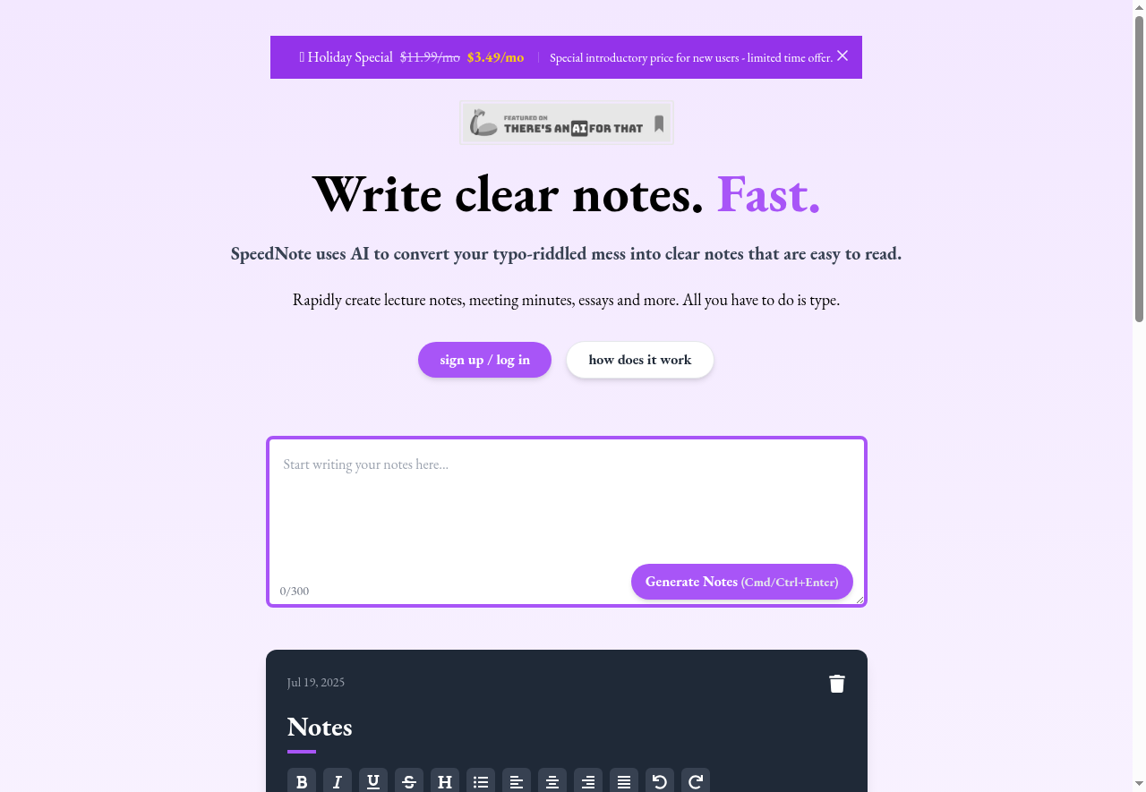 SpeedNote AI — Productividad | AIMarketwave